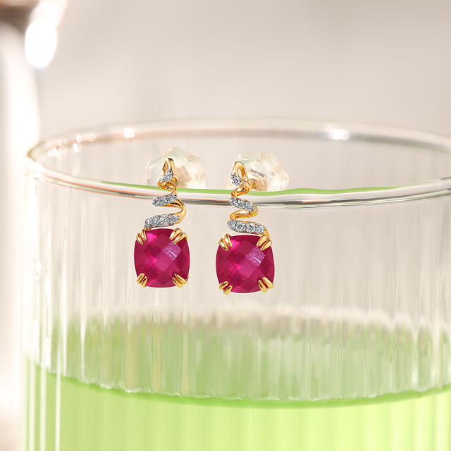 Classically Chic 14KT Ruby & Diamond Stud Earrings,,hi-res image number null