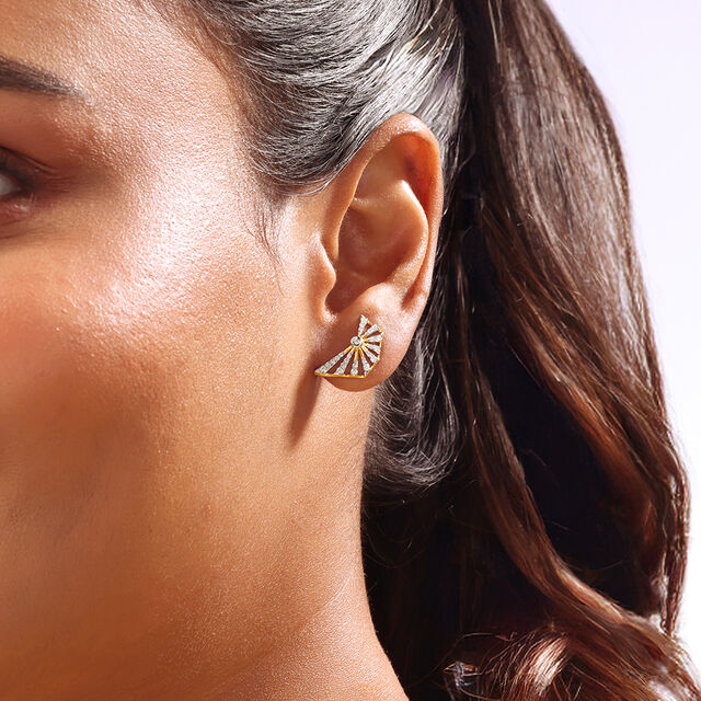 Solar Slice Diamond Stud Earrings,,hi-res image number null