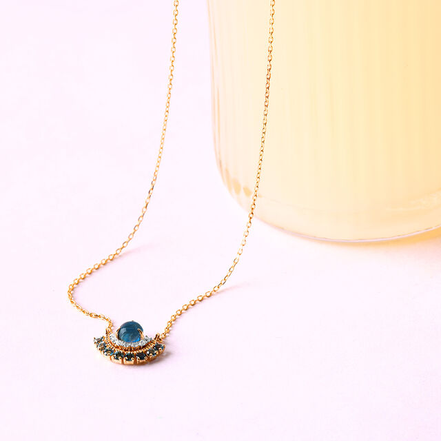 Bubbly Bliss 14KT Diamond & London Blue Topaz Necklace,,hi-res image number null