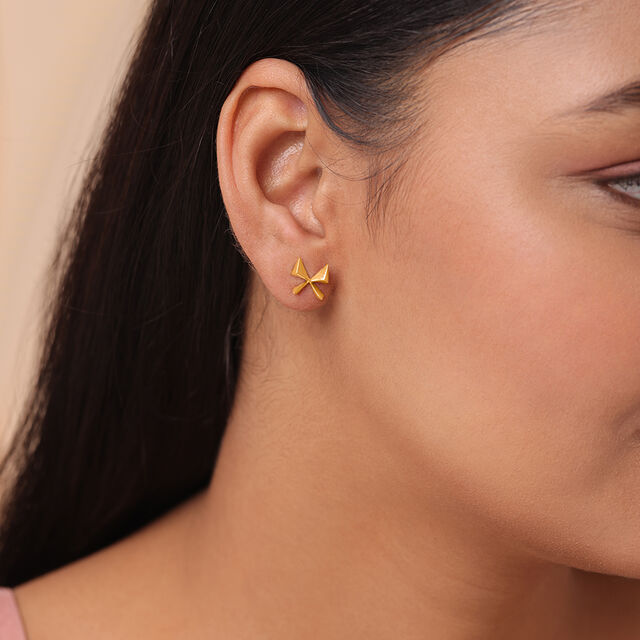 Mystic Butterfly 14KT  Gold Stud Earring,,hi-res image number null