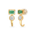 14KT Yellow Gold Urban Forest Fusion Precious Emerald Stud Earrings,,hi-res view 3