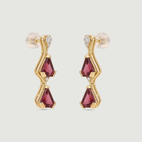 Vibrant Geometric Garnet Drop Earrings