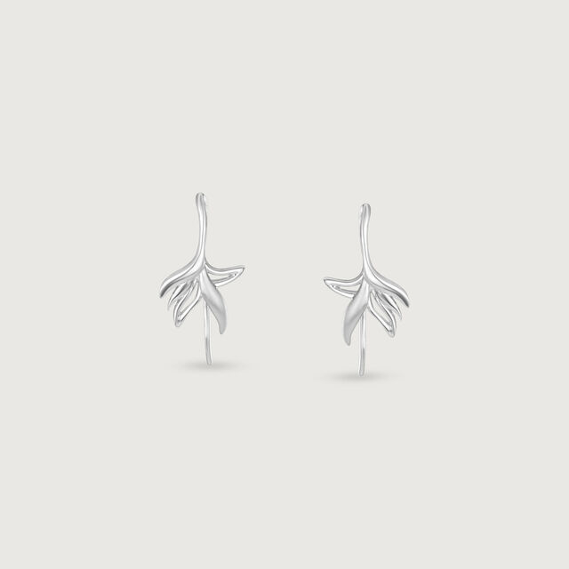 Sculpted Leaf Silver Stud Earrings,,hi-res image number null