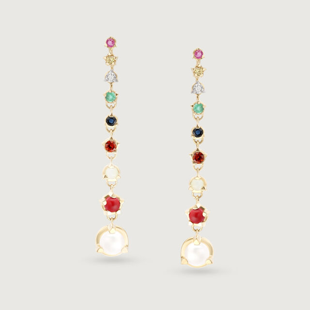 Solar Symphony 14KT Navratna Drop Earrings,,hi-res image number null