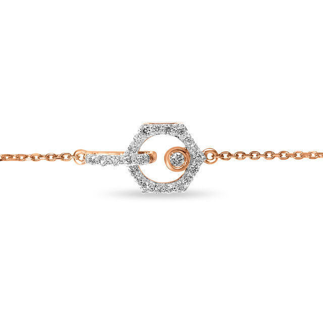 14 KT Rose Gold Hexagon Diamond Bracelet,,hi-res view 4