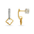 14KT Yellow Gold Diamond Drop Earrings with Square Design,,hi-res view 2