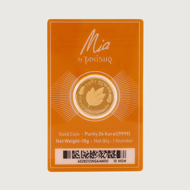 10 gm 24 Karat Mango Leaf Gold Coin (9999 Purity),,hi-res image number null