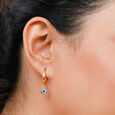 Mamma Mia 14KT Yellow Gold Evil Eye Hoop Earrings,,hi-res view 3