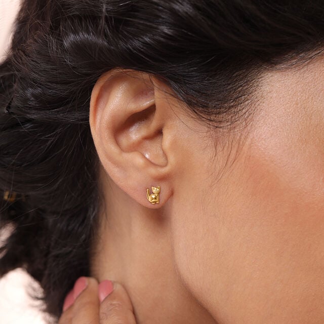 Kitty Couture 18KT Gold Stud Earrings,,hi-res image number null