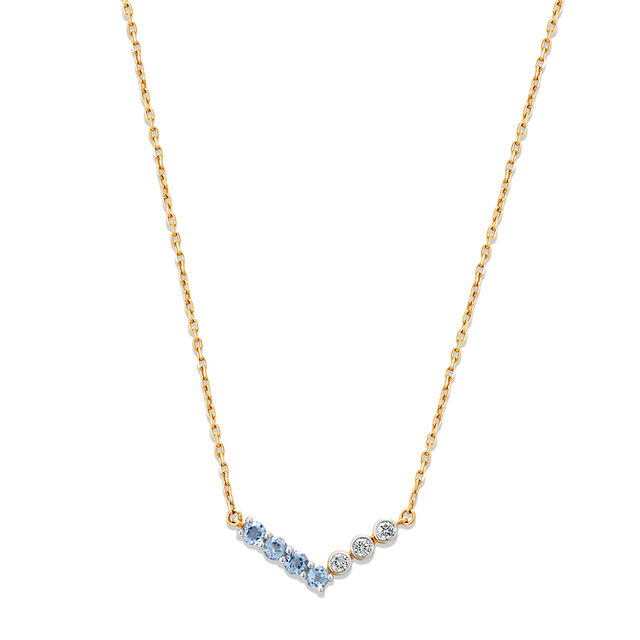 14KT Riverine Blue Topaz And Diamond Necklace,,hi-res image number null