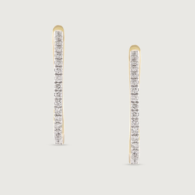 Minimalist Chic Gold & Diamond Hoop Earrings,,hi-res image number null