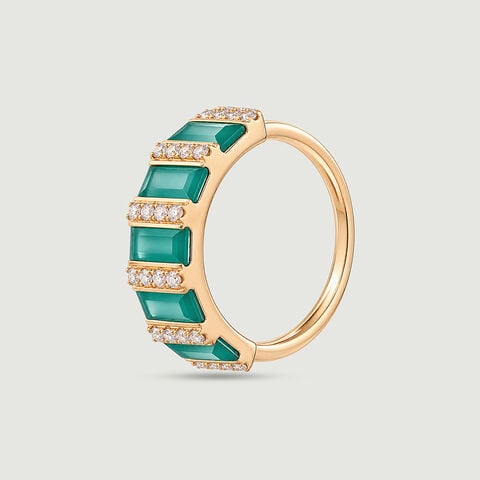 Sleek Alternating Green Onyx Ring