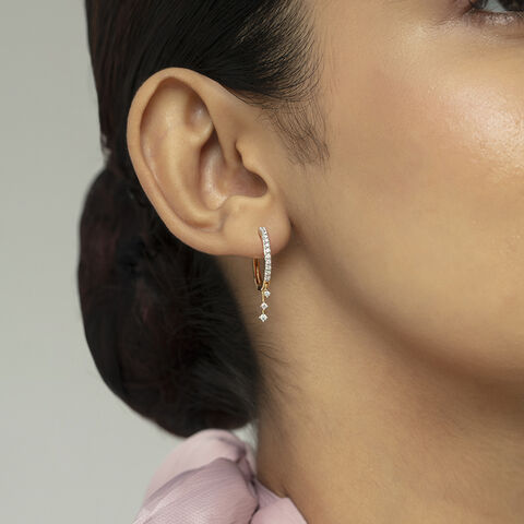 Dangle Chic Gold & Diamond Hoop Earrings
