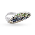 Silver Ring For Women In Single Wing Design Embellished With Multi-Coloured Mother Of Pearls,,hi-res view 2