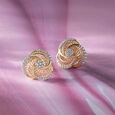 Elegant Spiral Gold & Diamond Stud Earrings,,hi-res view 1