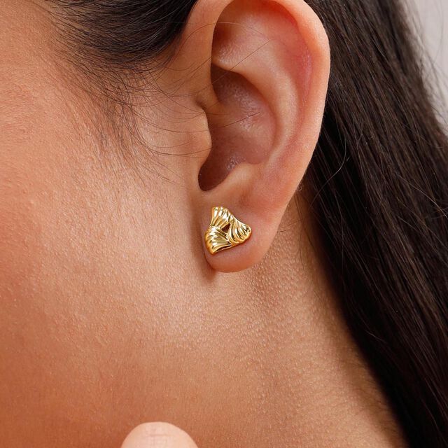 Ripple Twist Gold Stud Earrings,,hi-res image number null