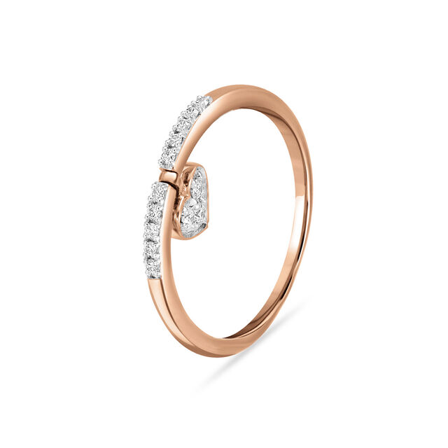 14 KT Delicate Reversible Heart Rose Gold and Diamond Ring,,hi-res view 1