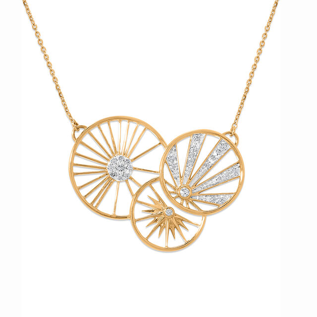 18kt Yellow Gold Sun Moon And Star Diamond Necklace,,hi-res image number null