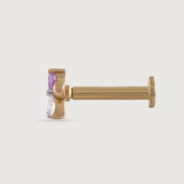 Rhythm Pulse Gold, Sapphire & Diamond Nose Pin,,hi-res image number null