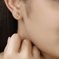 18 Karat Yellow Gold Dainty Diamond Stud Earrings,,hi-res view 3