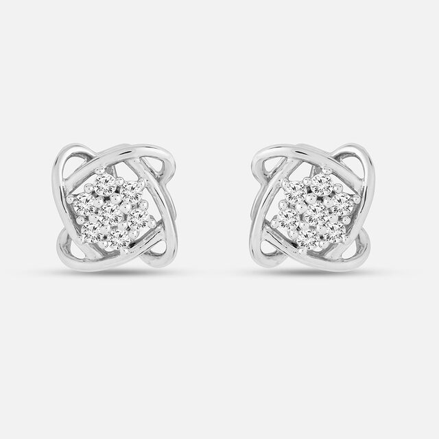 Contemporary Dazzle Silver Stud Earrings,,hi-res image number null