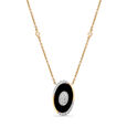 14KT Yellow Gold Bold Oval Diamond and Onyx Necklace,,hi-res view 1