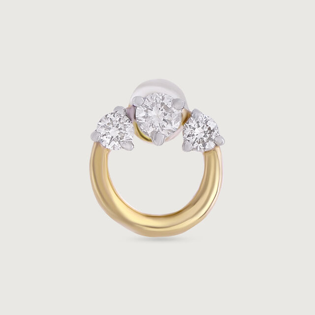 Radiant Circle Gold and Diamond Nose Pin,,hi-res image number null