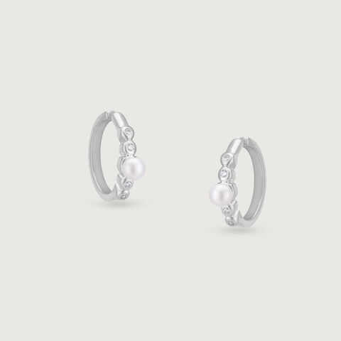 Twinkle Dot Silver Hoop Earrings
