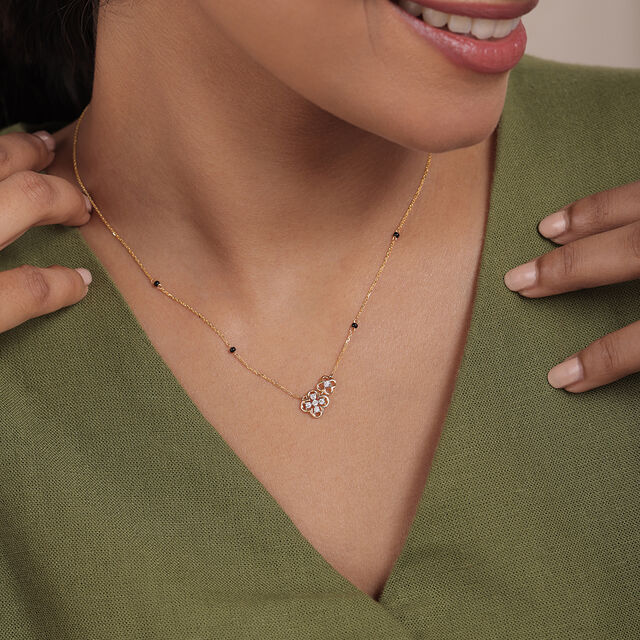 Love Knot 14 Kt Gold and Diamond Mangalsutra,,hi-res image number null