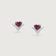 Radiant Heart Pink Garnet & Diamond Stud Earrings,,hi-res view 3