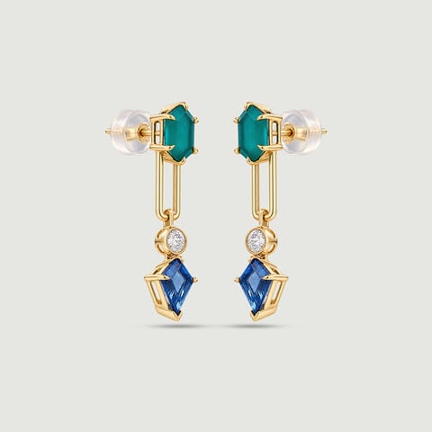 Fresh Geometric Onyx and Topaz Drop Earrings