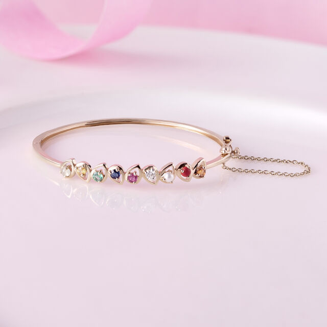 Vibrant Navaratna & Diamond Bangle,,hi-res image number null