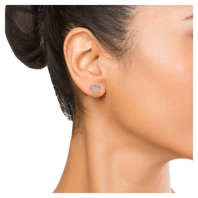 14KT White And Rose Gold Diamond Stud Earrings,,hi-res view 3