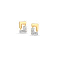 14KT Yellow Gold Radiant Rectangle Diamond Stud Earring,,hi-res view 1