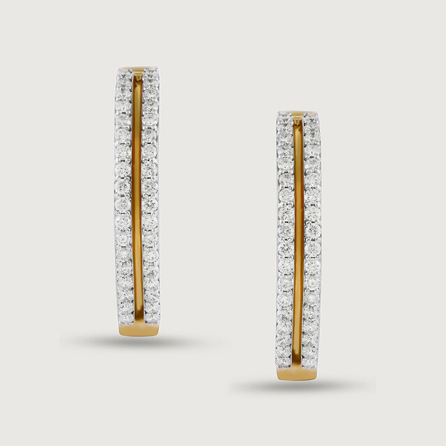 Dazzling Rows Gold & Diamond Hoop Earrings,,hi-res image number null