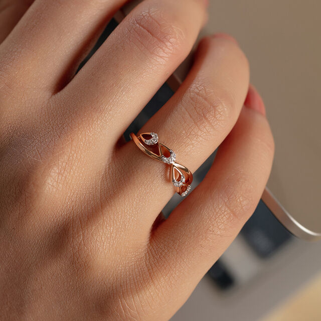 Stunning Glamour Gold & Diamond Finger Ring,,hi-res image number null
