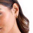 Twisted Sculpt Gold Hoop Earrings,,hi-res view 2