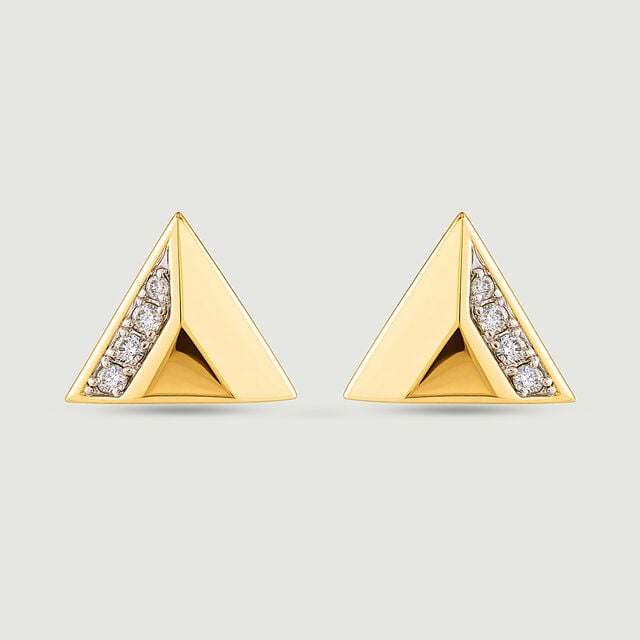Sharp Faceted Diamond Stud Earrings,,hi-res image number null
