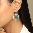 Green Enchantment Silver Hoop Earrings,,hi-res view 2