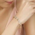 14 Kt Yellow Fold Radiant Splendour Emerald Bangle,,hi-res view 1