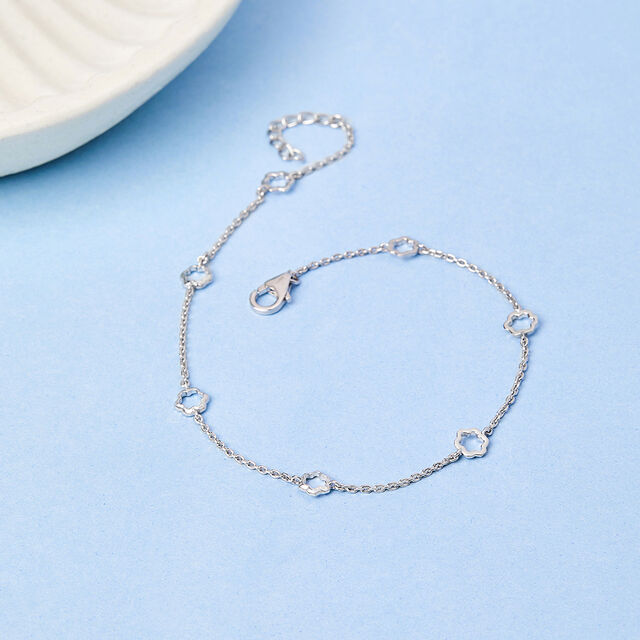 Polished Petite Single Silver Anklet,,hi-res image number null