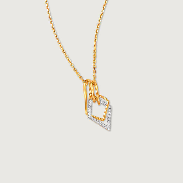 Geometric Charm Gold & Diamond Pendant,,hi-res image number null