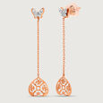 Dazzling Heart 14KT Rose & White Gold Diamond Drop Earrings,,hi-res view 4