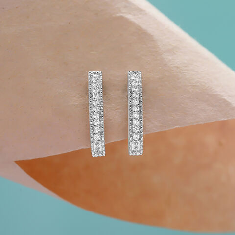 Modern Glitter Silver Stud Earrings