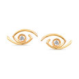 14KT Yellow Gold Angular Diamond Evil Eye Earrings,,hi-res view 3