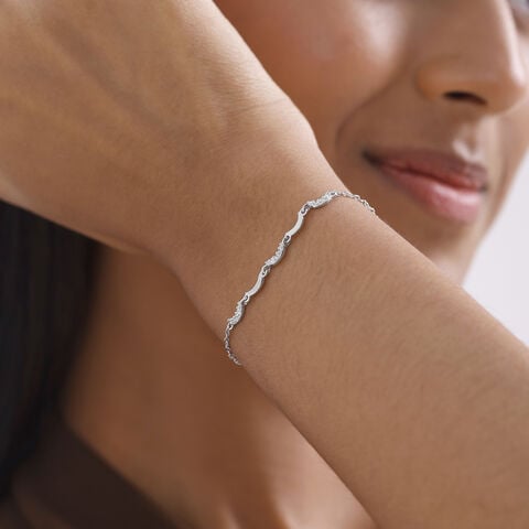 Sparkling Crescent Silver Bracelet