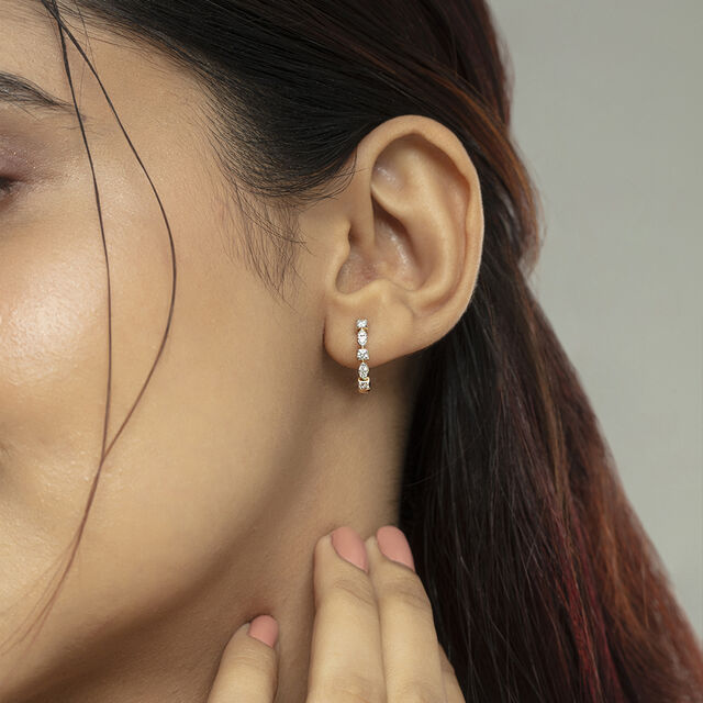 Classic Glam Gold & Diamond Hoop Earrings,,hi-res image number null