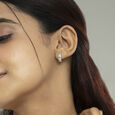 Luxe Shine Gold & Diamond Hoop Earrings,,hi-res view 2