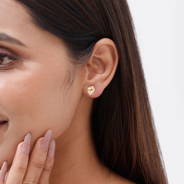 Layered Rhythm Gold Stud Earrings,,hi-res image number null