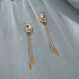 Luminous Cascade Gold & Diamond Drop Earrings,,hi-res view 1